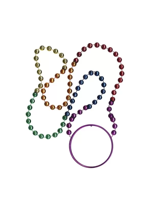 rainbow mardi gras beads with disk