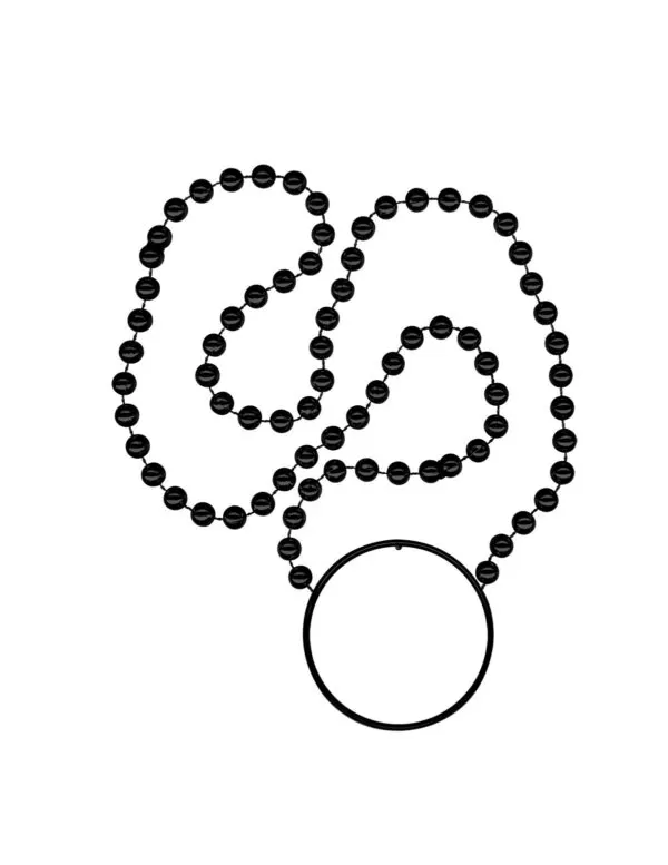 black mardi gras beads with disk