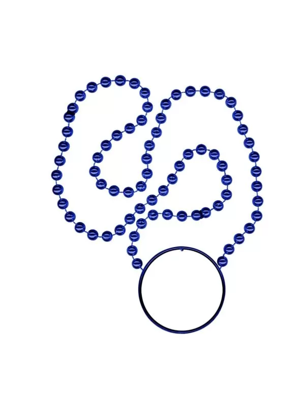 blue mardi gras beads with disk