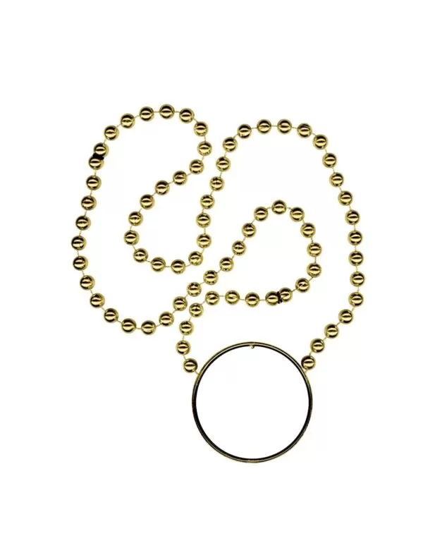 gold mardi gras beads with disk