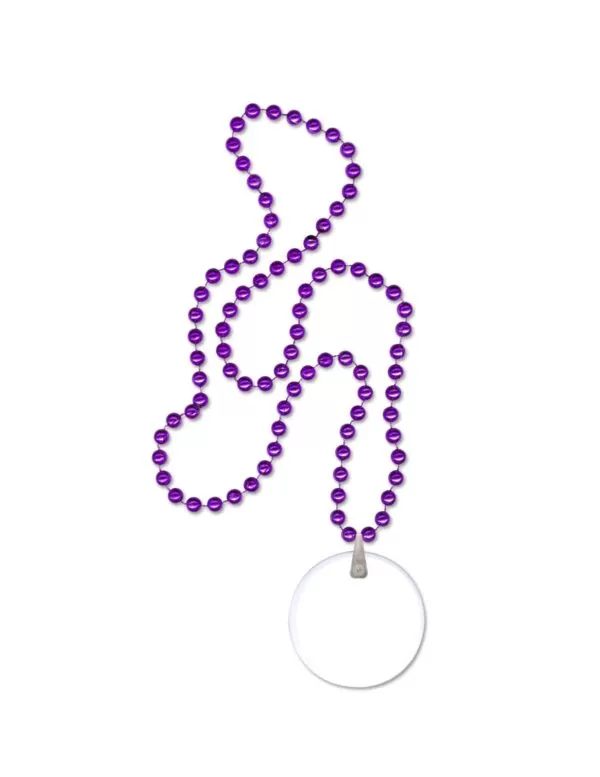 purple beads with decal