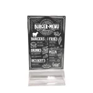 table tent with menu