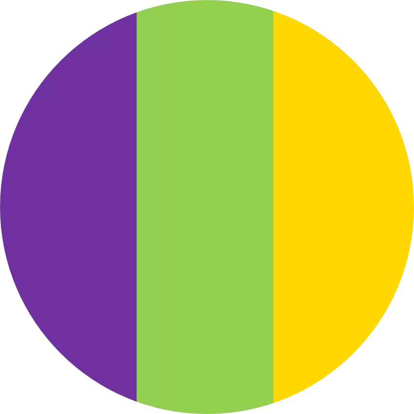 Purple, Green, Gold